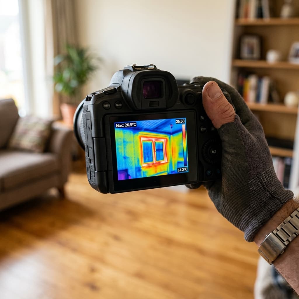 Zenergy specialist scanning home ceiling with a thermal camera