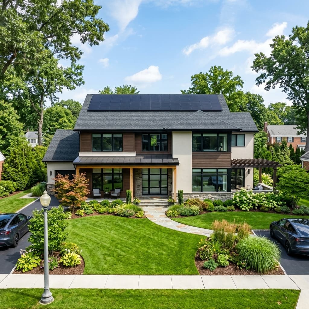 Wilmington, Delaware home with a black-on-black low-profile solar panel system installed by Zenergy Solar