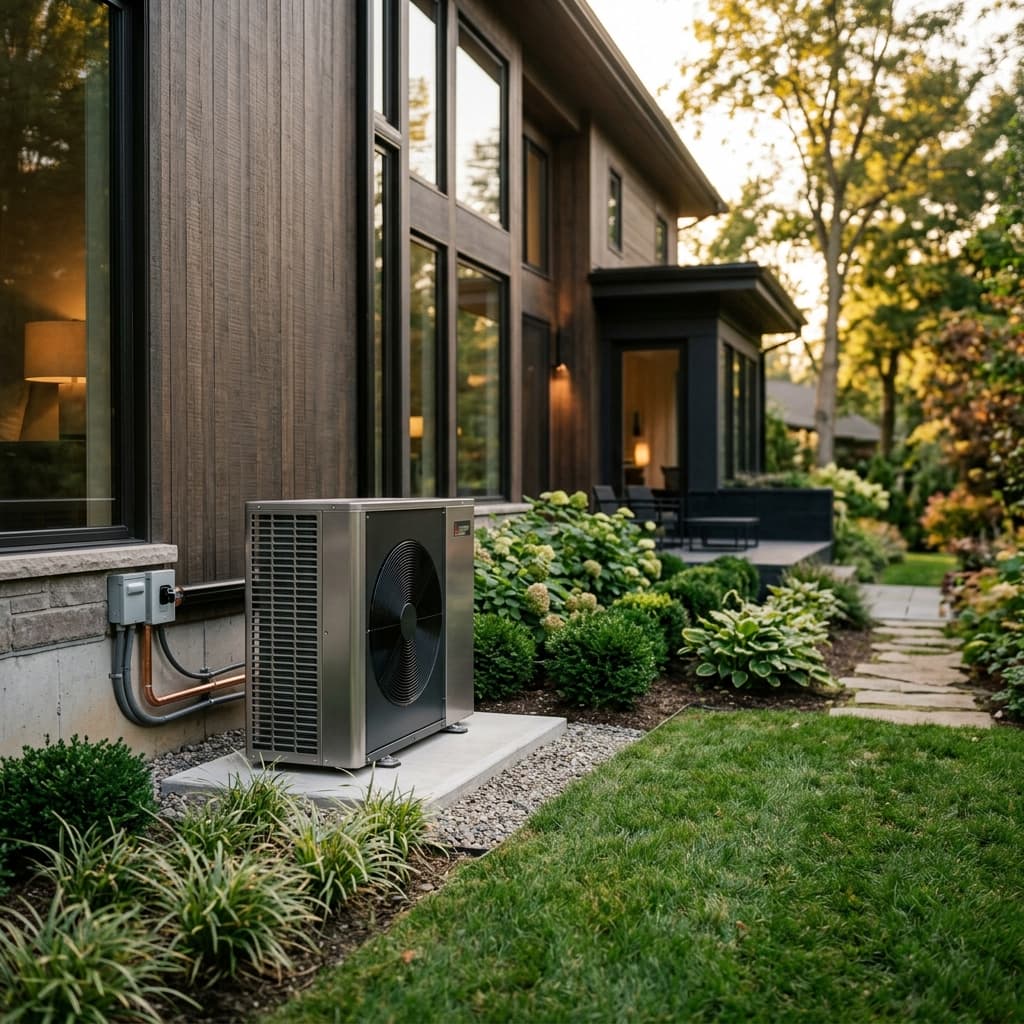 High-efficiency heat pump installed by Zenergy Home Services at a home in New Jersey, Pennsylvania or Delaware