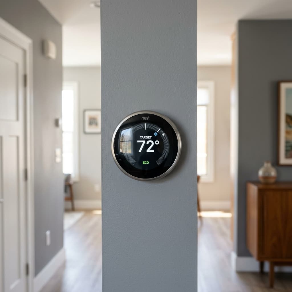 Person using home energy control tablet
